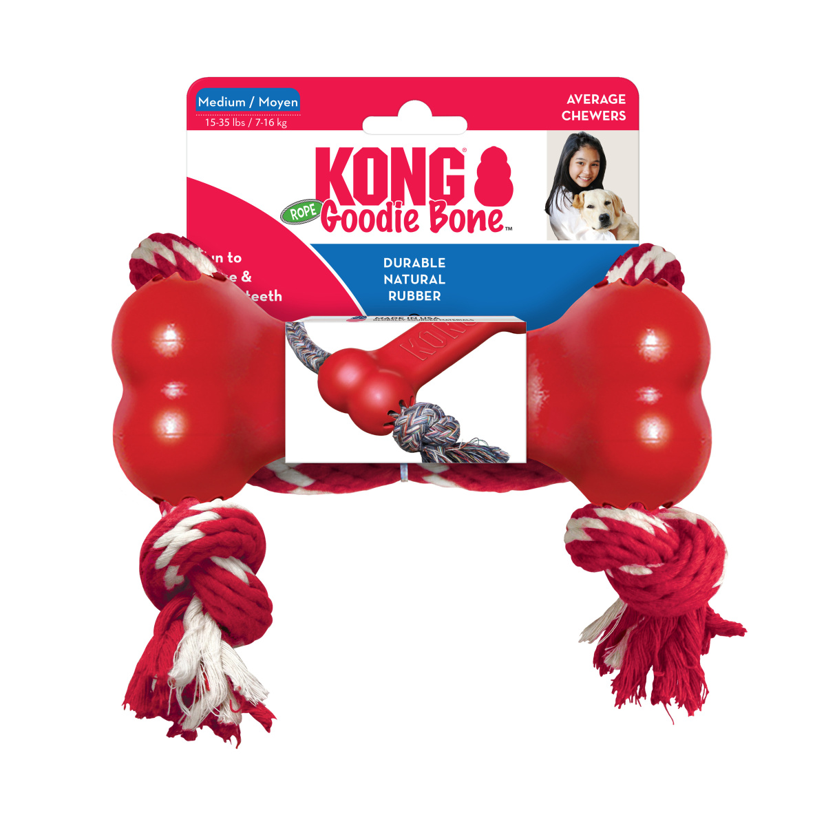 Іграшка для собак Кістка для ласощів з канатом KONG Goodie Bone mit Seil