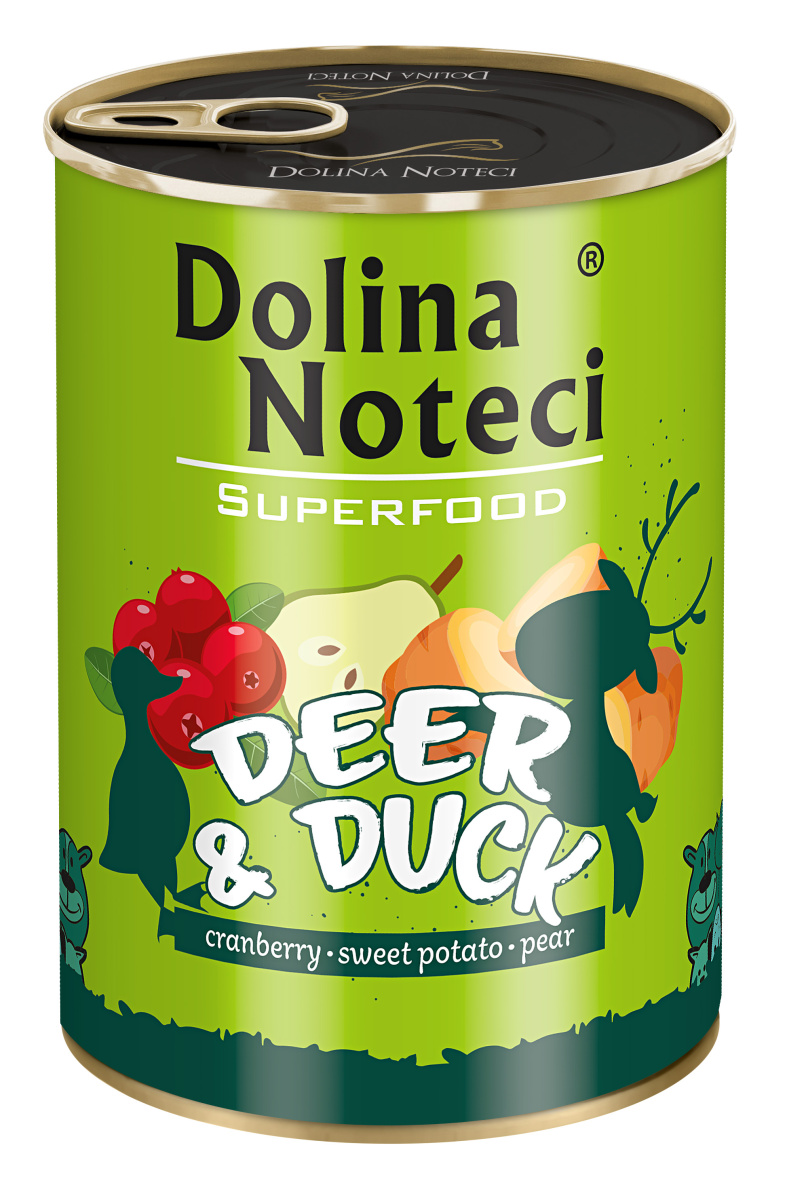 Беззернова консерва для собак з Оленем та Качкою Dolina Noteci Superfood Deer & Duck