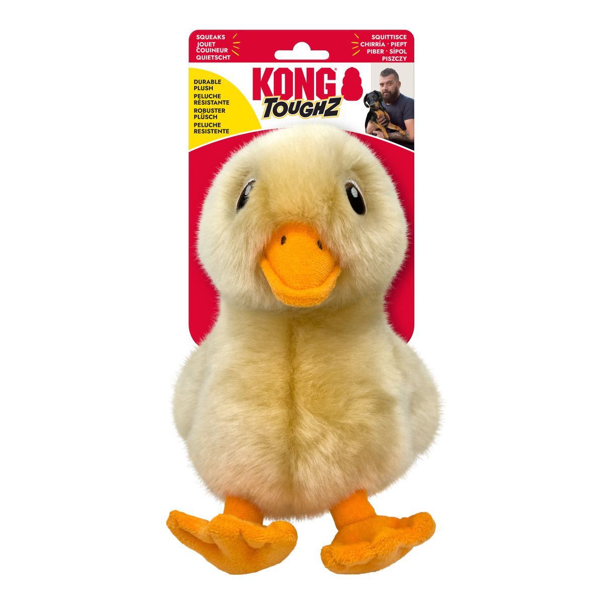 KONG Toughz Duck М'яка іграшка для собак Плюшеве Каченя з подвійною пищалкою
