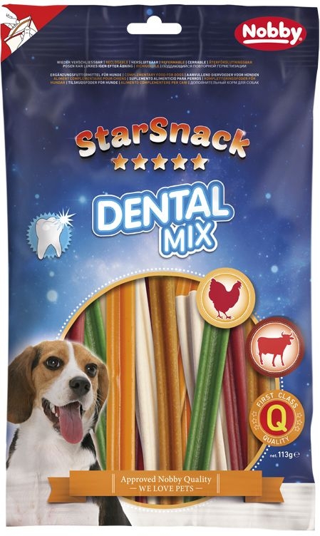 Лакомства для чистки зубов собак Палочки с Курицей и Говядиной Nobby StarSnack Dental Mix