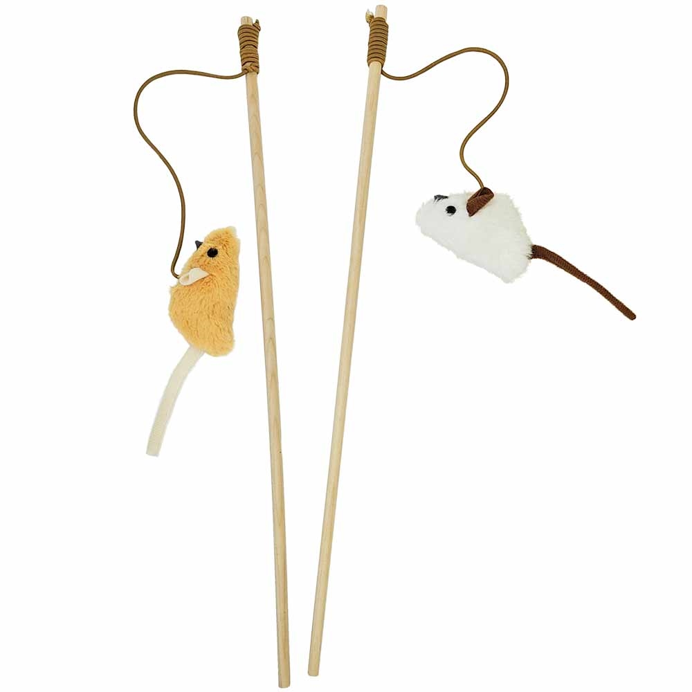 Игрушка удочка для котов Плюшевая пищащая мышка Plush Rod Nobby Игрушка удочка для котов Плюшевая пищащая мышка Plush Rod Nobby