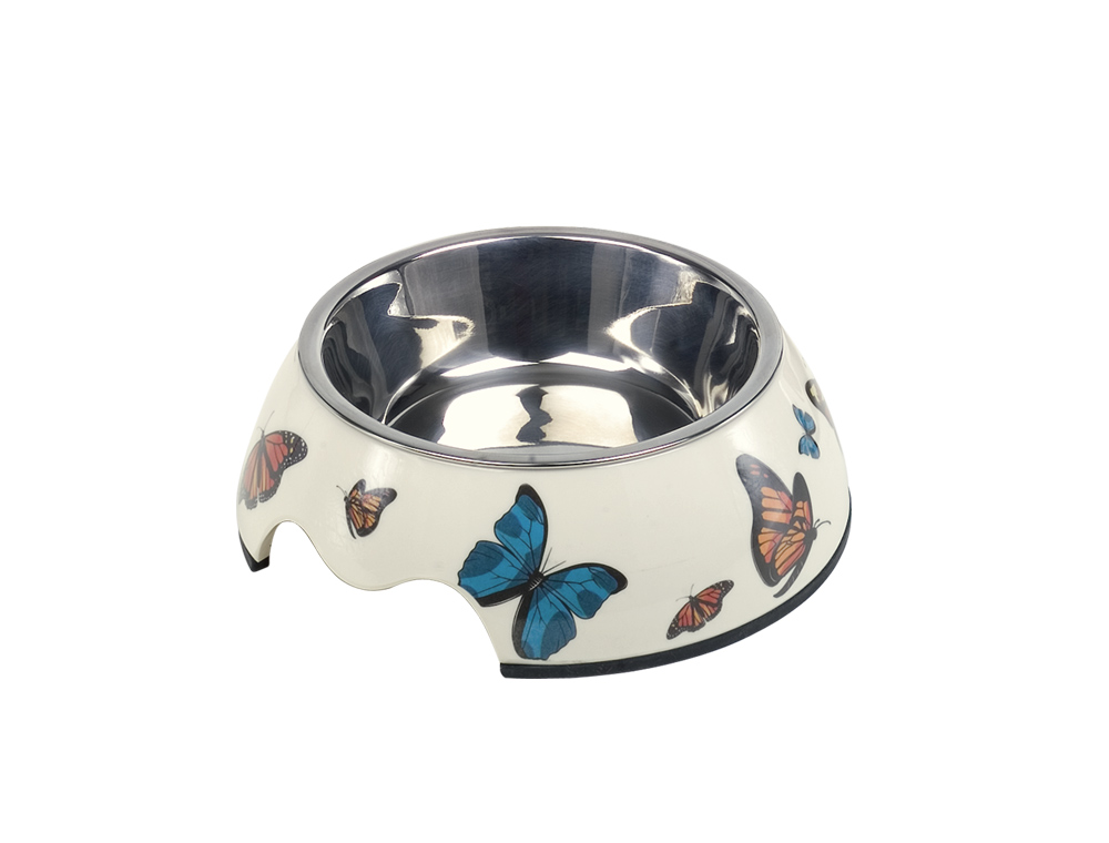 Антискользящая меламиновая миска для собак Бабочки Butterfly Nobby