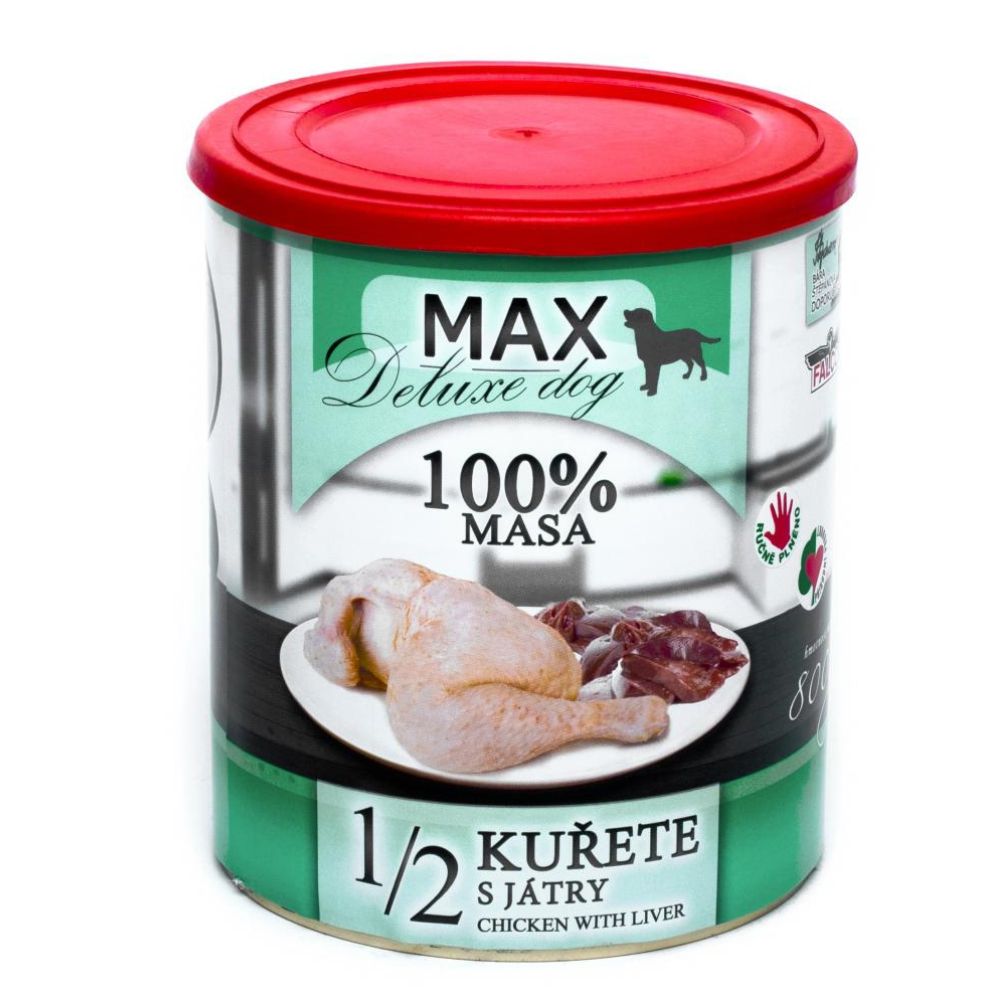 Консервоване м'ясо для собак Куряча Чверть з Печінкою FALCO MAX Deluxe Dog 100% Meat 1/2 Chicken & Liver