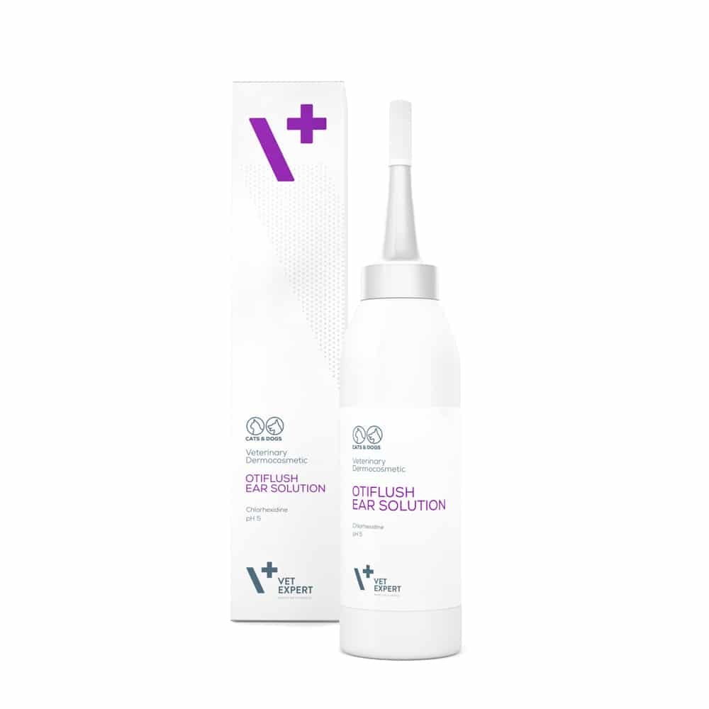 Лосьйон з хлоргексидином для очищення вух собак та котів VetExpert OtiFlush Ear Solution Лосьйон з хлоргексидином для очищення вух собак та котів VetExpert OtiFlush Ear Solution