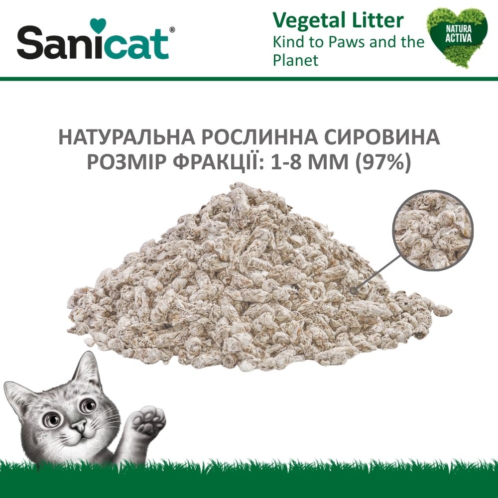 Целюлозний розчинний поглинаючий наповнювач без пилу для котів Sanicat Recycled Cellulose Absorbent