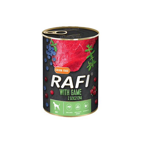 Беззерновая консерва для собак с Дичью, Голубикой и Клюквой Dolina Noteci Rafi Grain Free Adult Game