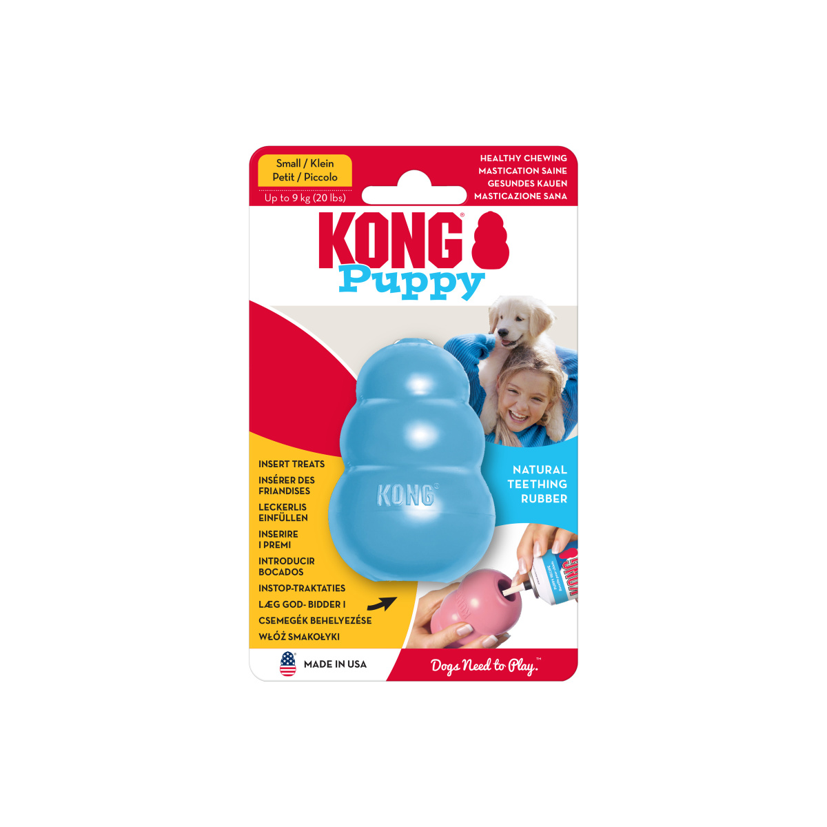 KONG Puppy Blue Розвиваюча іграшка для цуценят Блакитний КОНГ для ласощів