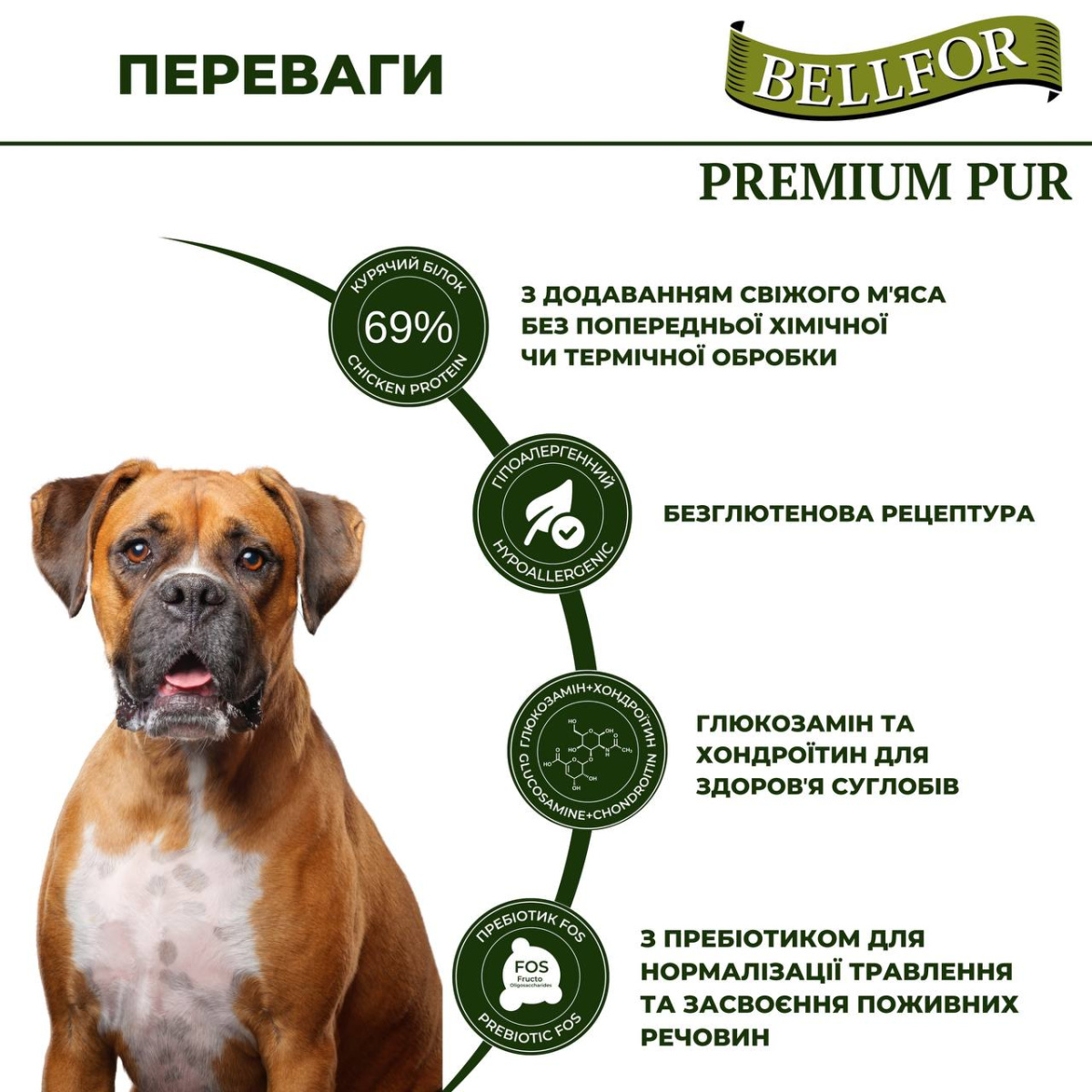 Безглютеновый питательный сухой корм с курицей для взрослых собак Bellfor Premium Pur FleischPlus