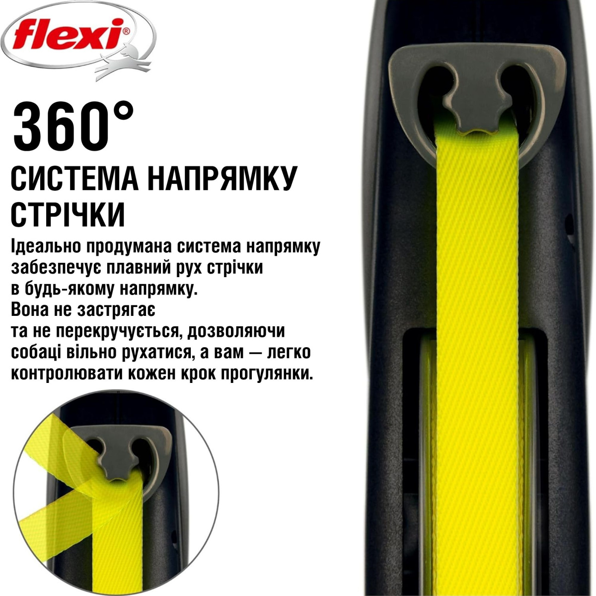 Повідець-рулетка для собак середніх порід вагою до 25 кг Flexi Giant M Tape стрічка 8 m