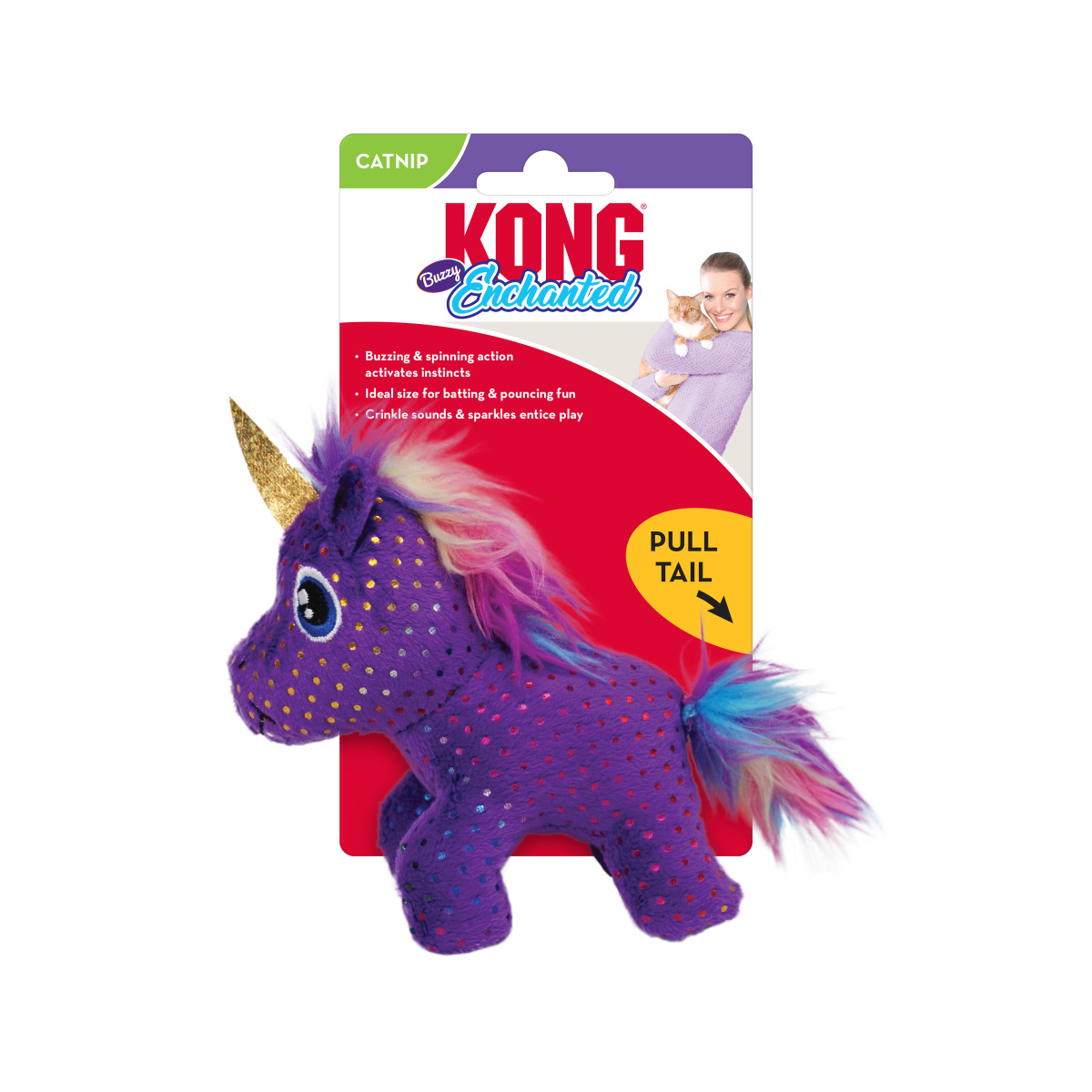KONG Cat Enchanted Buzzy Unicorn Заводна іграшка для кота Єдиноріг з котячою м'ятою