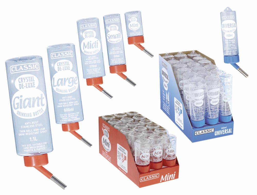 Шариковая пластиковая поилка с держателем для грызуна Classic De Luxe Nobby