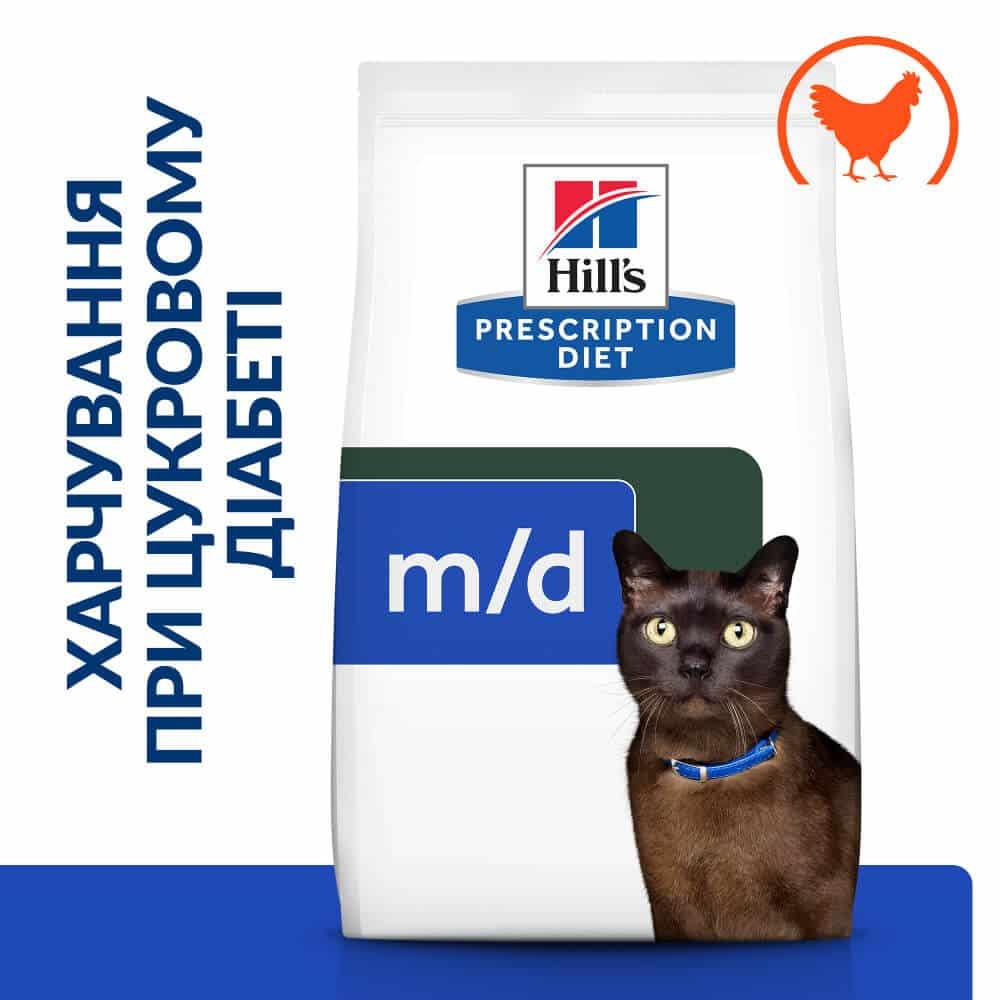 Сухой лечебный корм с курицей для котов с сахарным диабетом Hill's Prescription Diet m/d Diabetes Care