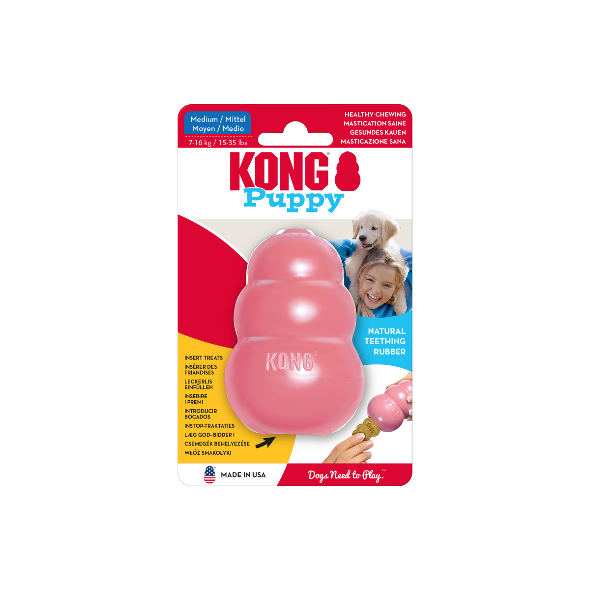 KONG Puppy Pink Розвиваюча іграшка для цуценят Рожевий КОНГ для ласощів