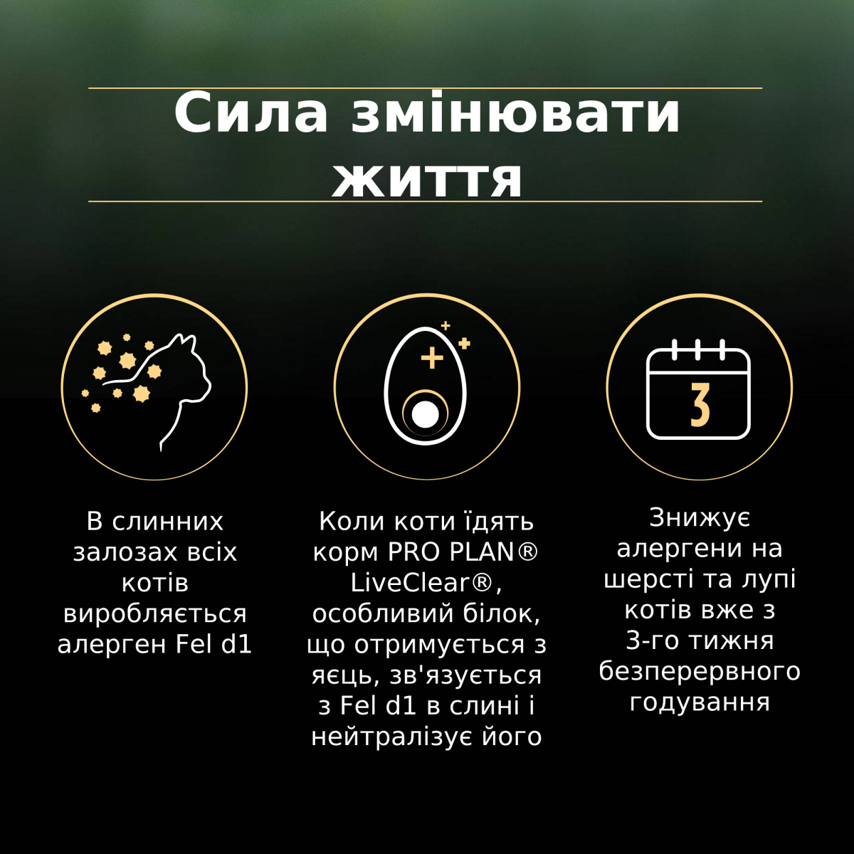 Сухий корм з індичкою для стерилізованих кішок, знижуючий рівень алергенів на шерсті Purina Pro Plan LiveClear Sterilised Adult 1+ Turkey