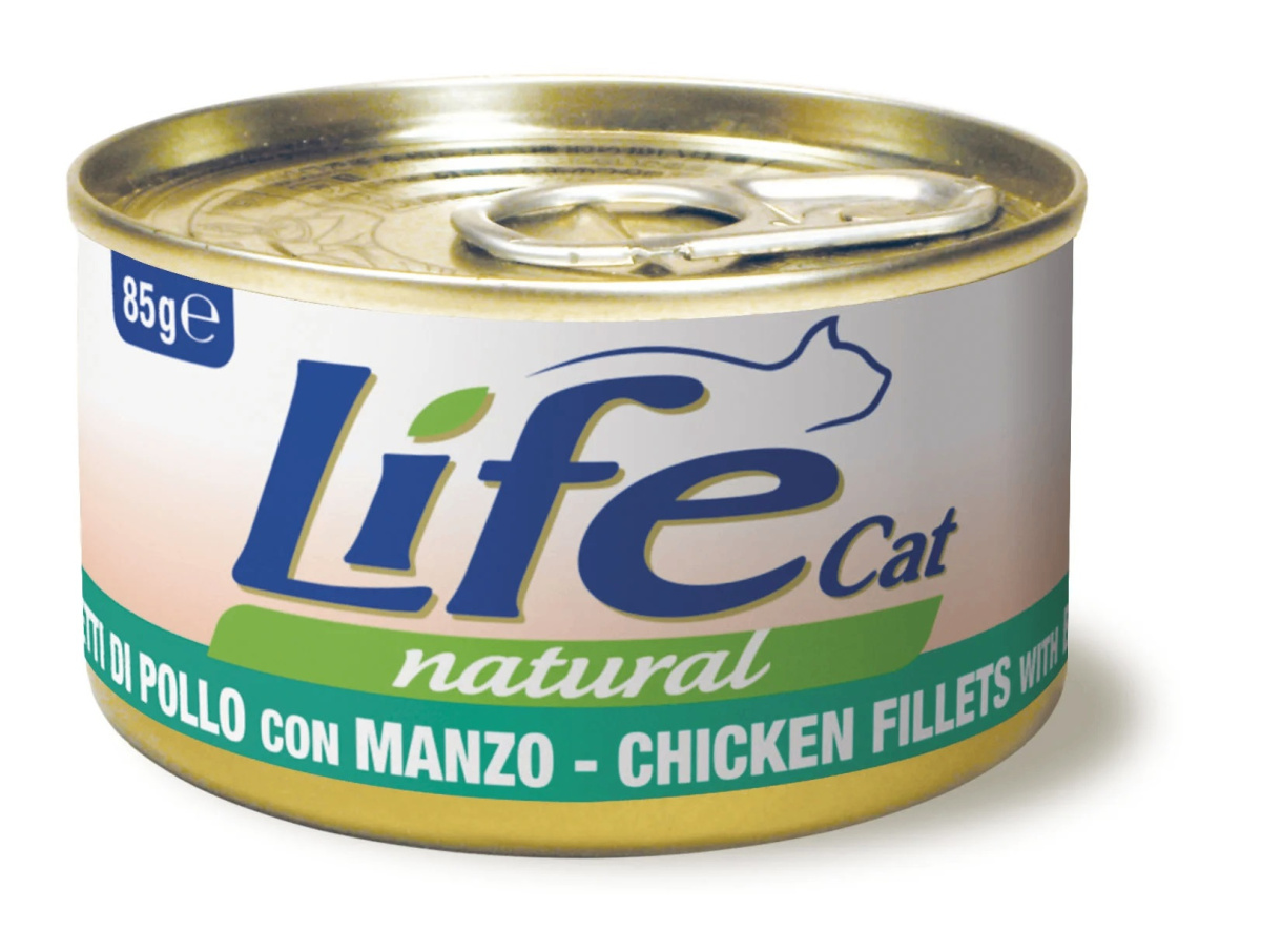 Консерва для кошек Курица с Говядиной Life Cat Natural Chicken Fillets & Beef