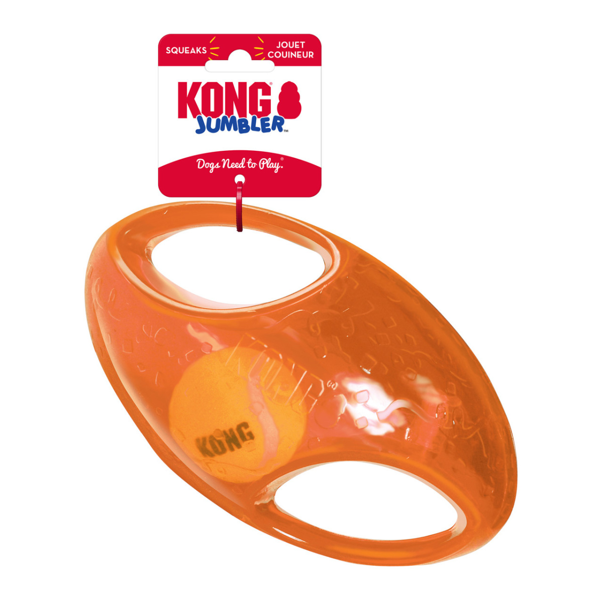 KONG Jumbler Football Большая игрушка для собак Интерактивный Мяч Регби с пищалкой