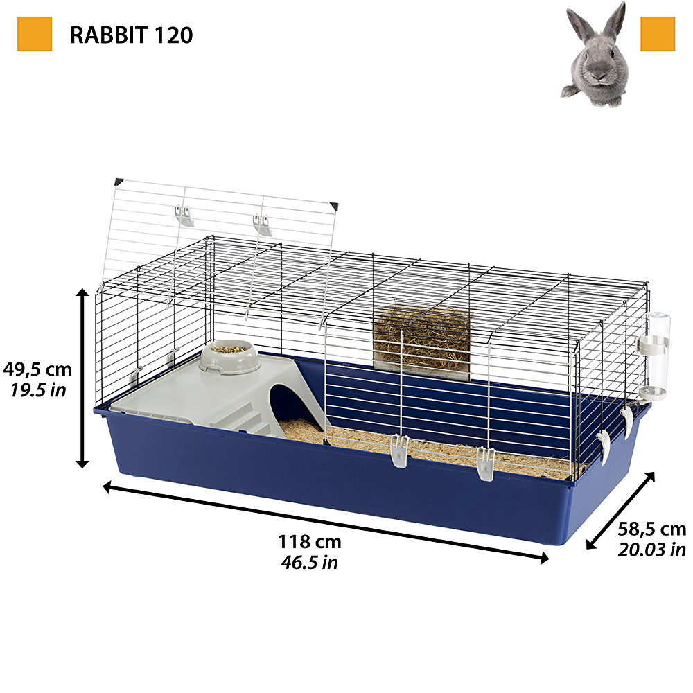 Клетка с диспенсером, кормушкой и домиком для кроликов и морских свинок Rabbit 120 Ferplast