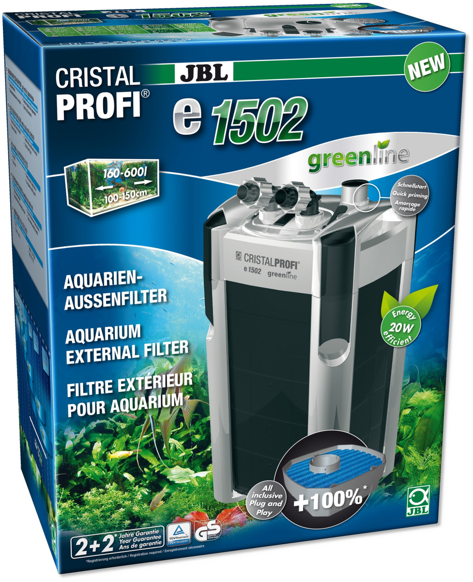 Зовнішній безшумний фільтр для акваріума 160-600 л JBL CristalProfi e1502 Greenline External Зовнішній безшумний фільтр для акваріума 160-600 л JBL CristalProfi e1502 Greenline External