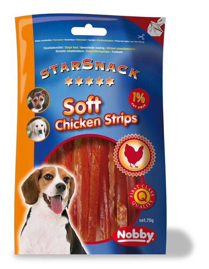 Натуральні ласощі для собак В'ялені стріпси з Курячого філе Nobby StarSnack Soft Chicken Strips Натуральні ласощі для собак В'ялені стріпси з Курячого філе Nobby StarSnack Soft Chicken Strips