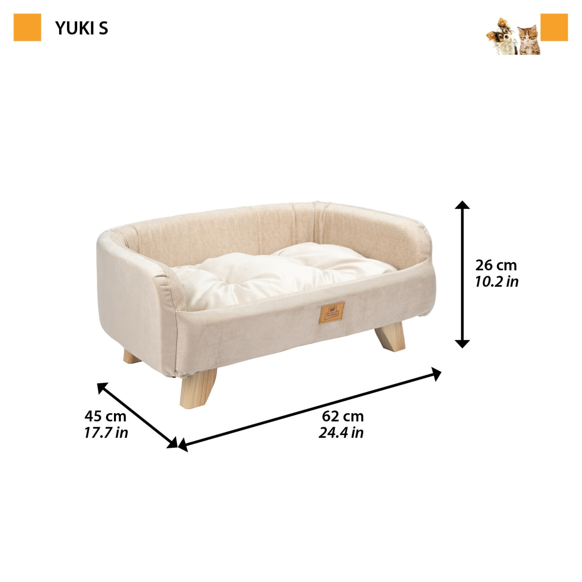 Антиковзкий диван зі знімною подушкою для собак та котів Yuki Ferplast