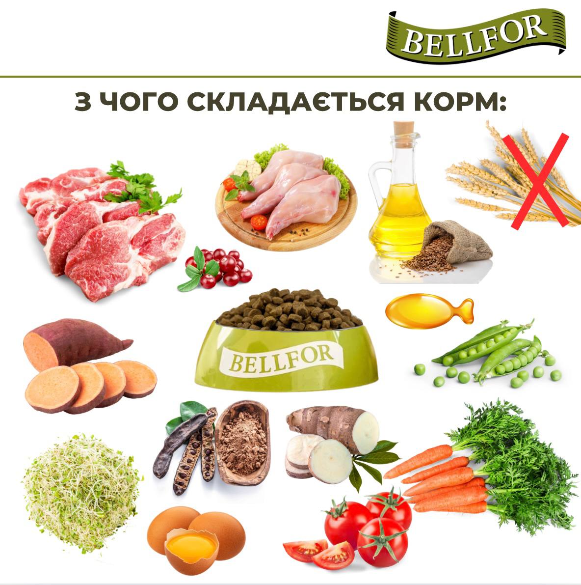 Беззерновий сухий гіпоалергенний корм холістик з м'ясом ягня та дикого кролика для дорослих собак Bellfor Heide Schmaus