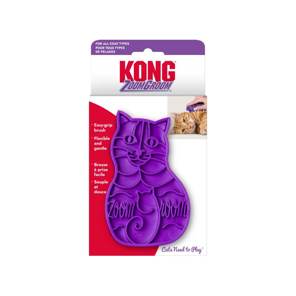 KONG Cat ZoomGroom Резиновая массажная щетка для кошек