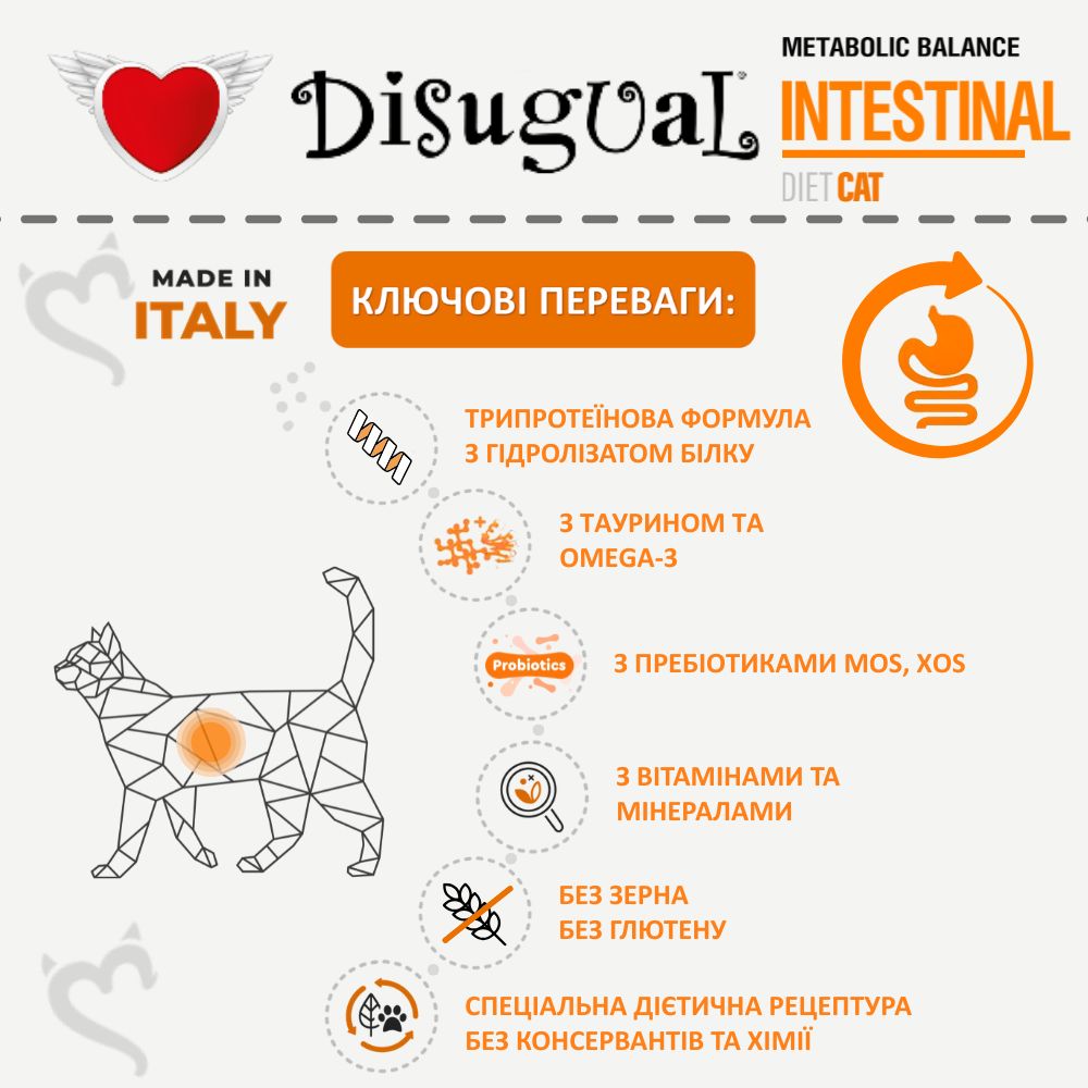Вологий лікувальний корм для котів при розладах травлення Паштет з Яловичини Disugual Metabolic Balance Diet Cat Intestinal Beef