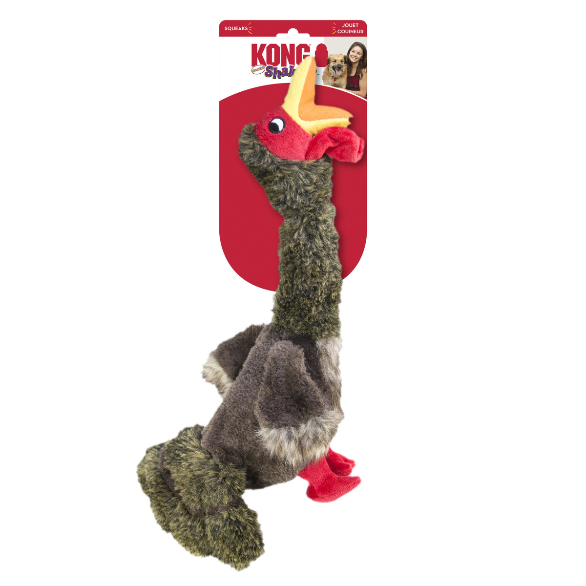 KONG Shakers Honkers Turkey М'яка іграшка для собак Пищача Індичка з канатною шиєю