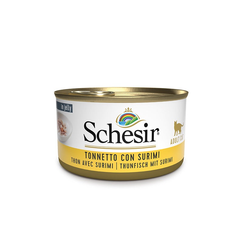 Консерва для котів віком від 1 року Тунець з Сурімі в желе Schesir Adult Cat Tuna & Surimi in Jelly