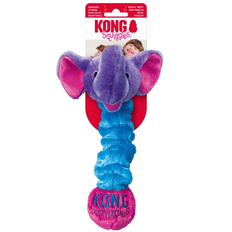 М'яка іграшка для собак Тваринка-апортировка з пищалкою KONG Squiggles