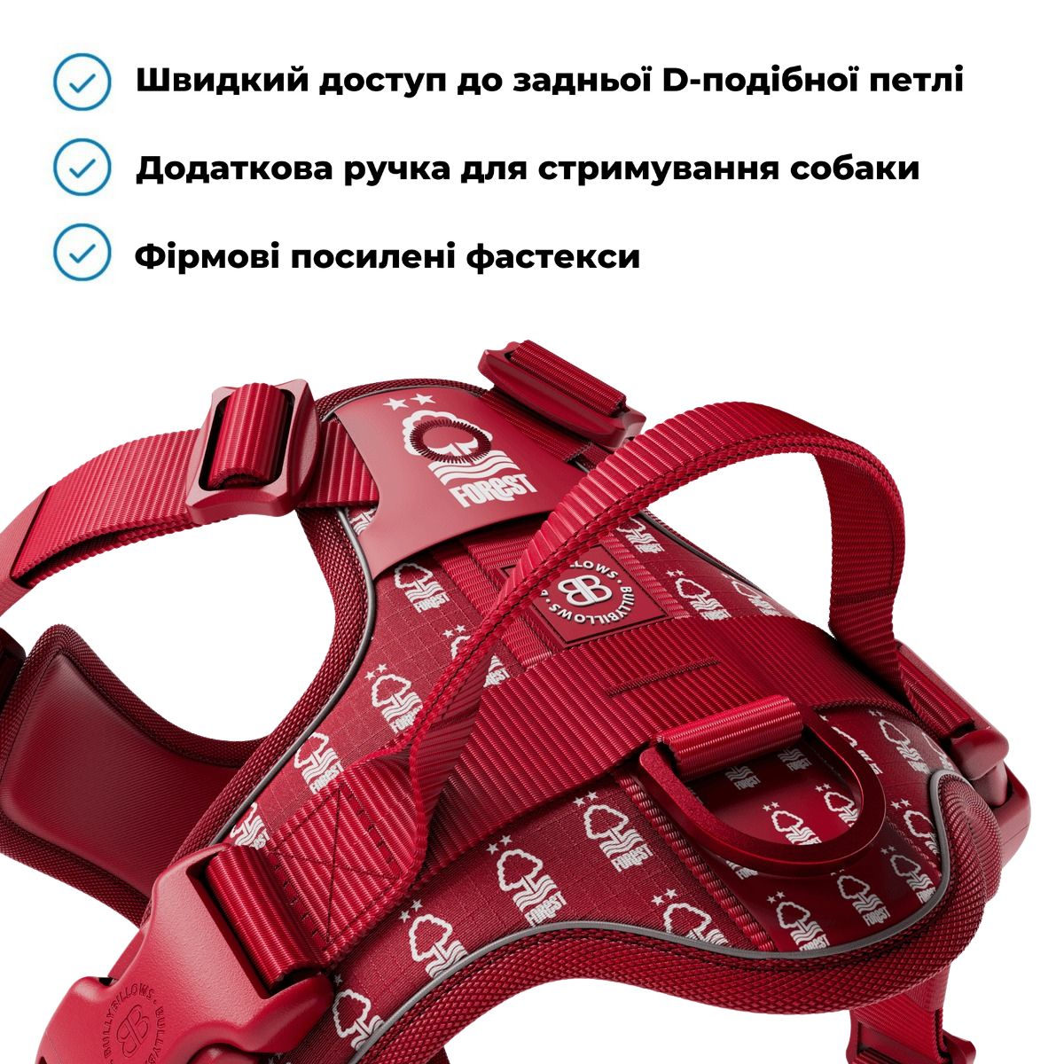 Водонепроникна анатомічна шлея для собак що тягнуть повідець BullyBillows Hurricane Harness No Pull Forest
