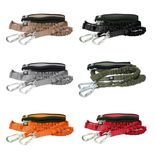 Амортизирующий многофункциональный поводок с двумя альпинистскими карабинами BullyBillows Zero Shock Lead