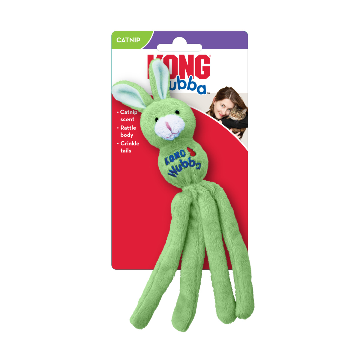 KONG Cat Wubba Bunny Интерактивная игрушка для кота Кролик Вубба с колокольчиком и кошачьей мятой