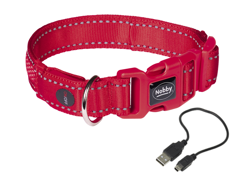 Светодиодный нейлоновый ошейник для собак, светящийся ночью Flash Mesh LED Collar Nobby