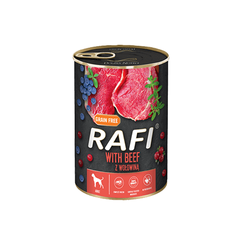 Беззерновая консерва для собак с Говядиной, Голубикой и Клюквой Dolina Noteci Rafi Grain Free Adult Beef