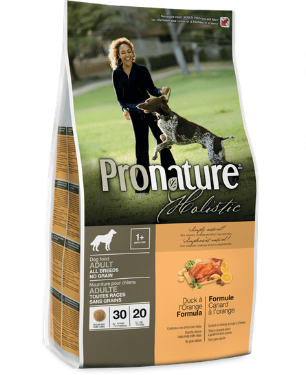 Беззерновой сухой корм с уткой и апельсинами для взрослых собак Pronature Holistic Dog Adult No Grain All Breeds