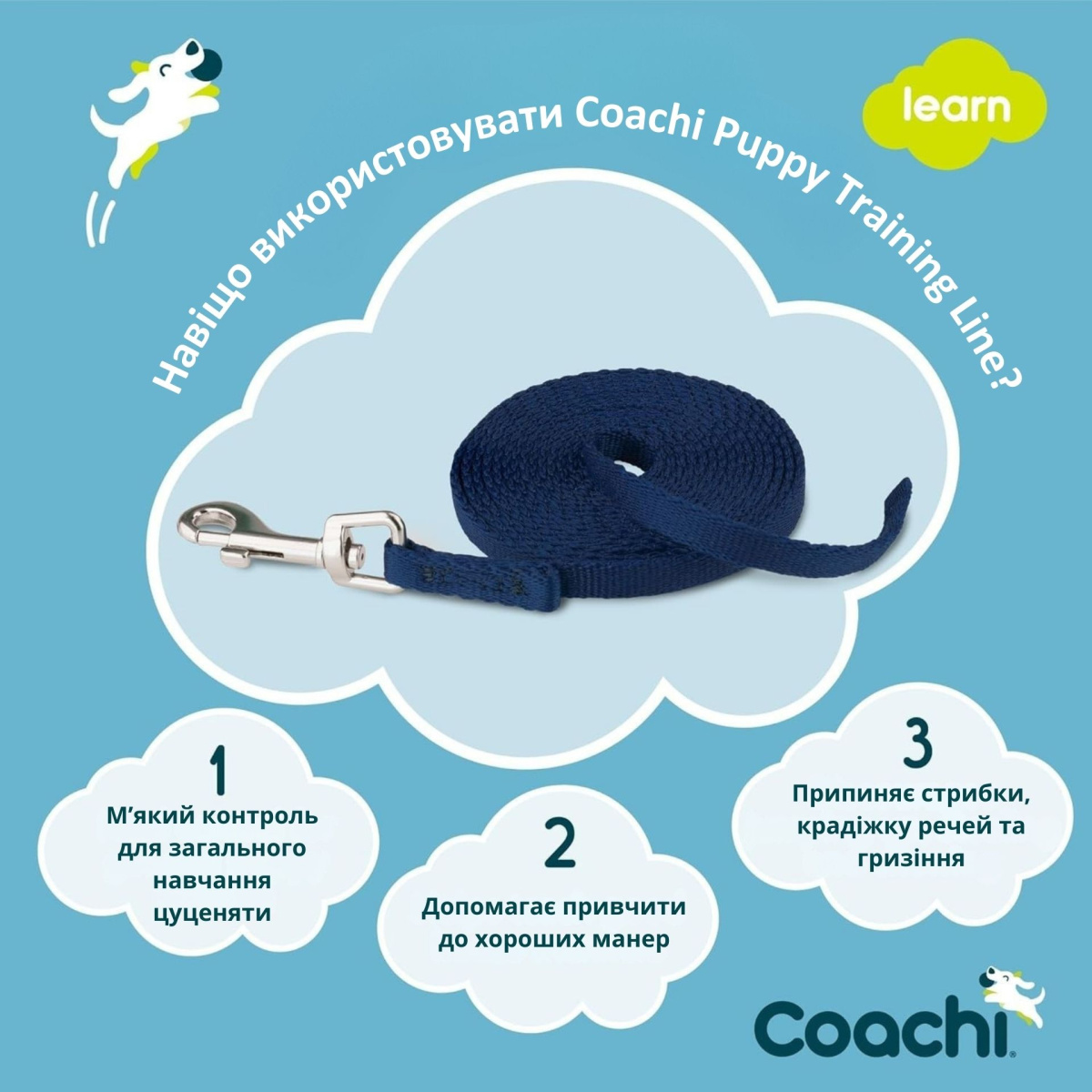 Тренувальний повідець для цуценят Coachi Puppy Training Line 