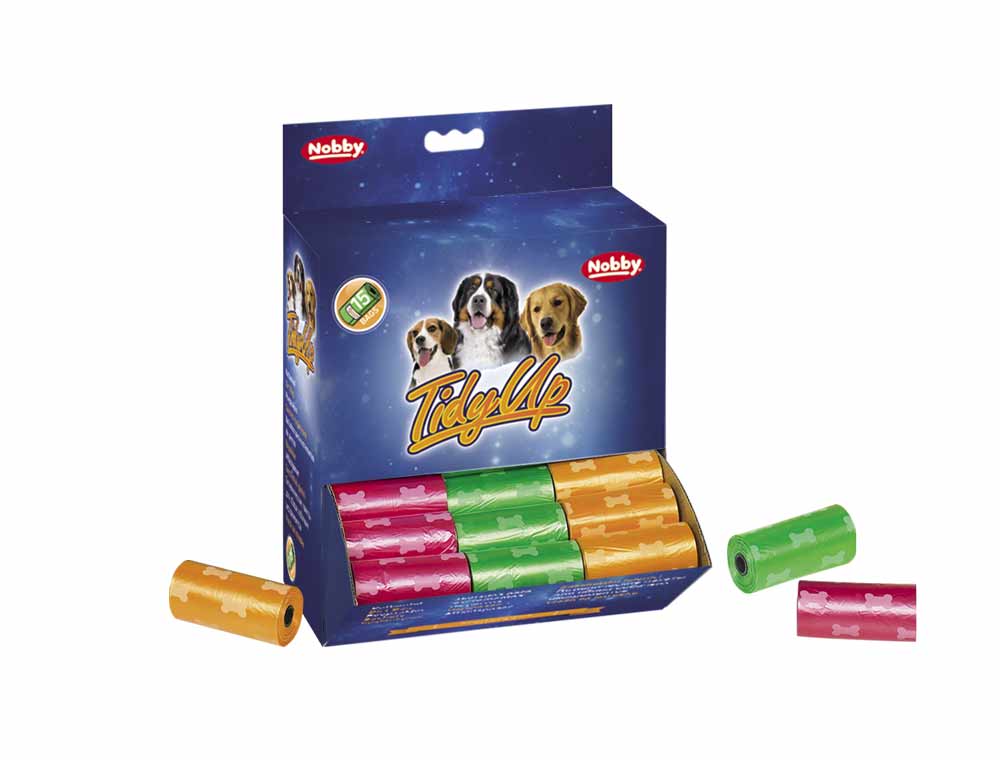 Кольорові пакети для прибирання за собакою з малюнком кістки Bone Color TidyUp Poop Bag Nobby
