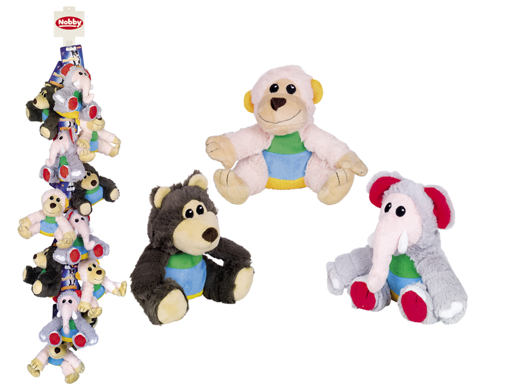 М'яка іграшка для маленьких собак Display Мавпа Слон Собачка з пищалкою Plush Nobby