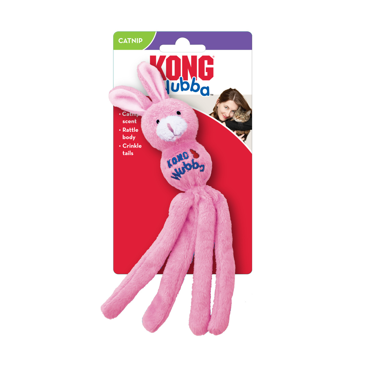 KONG Cat Wubba Bunny Интерактивная игрушка для кота Кролик Вубба с колокольчиком и кошачьей мятой