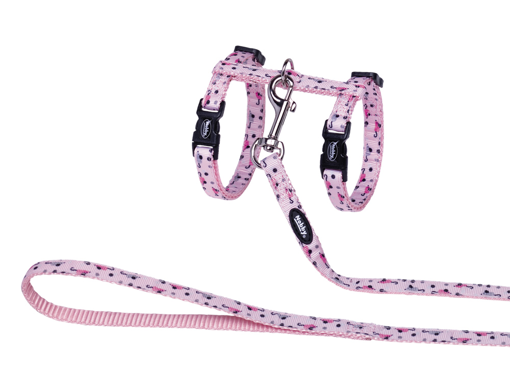 Анатомічна шлея з повідцем для кішок Мишенята Mouse Pink Cat Harness Nobby Анатомічна шлея з повідцем для кішок Мишенята Mouse Pink Cat Harness Nobby