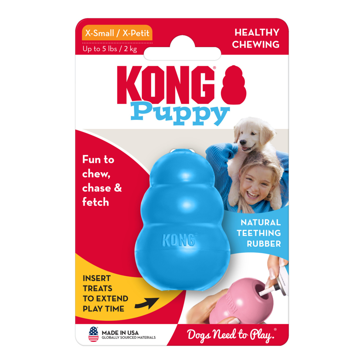 KONG Puppy Blue Развивающая игрушка для щенков Голубой КОНГ для лакомств