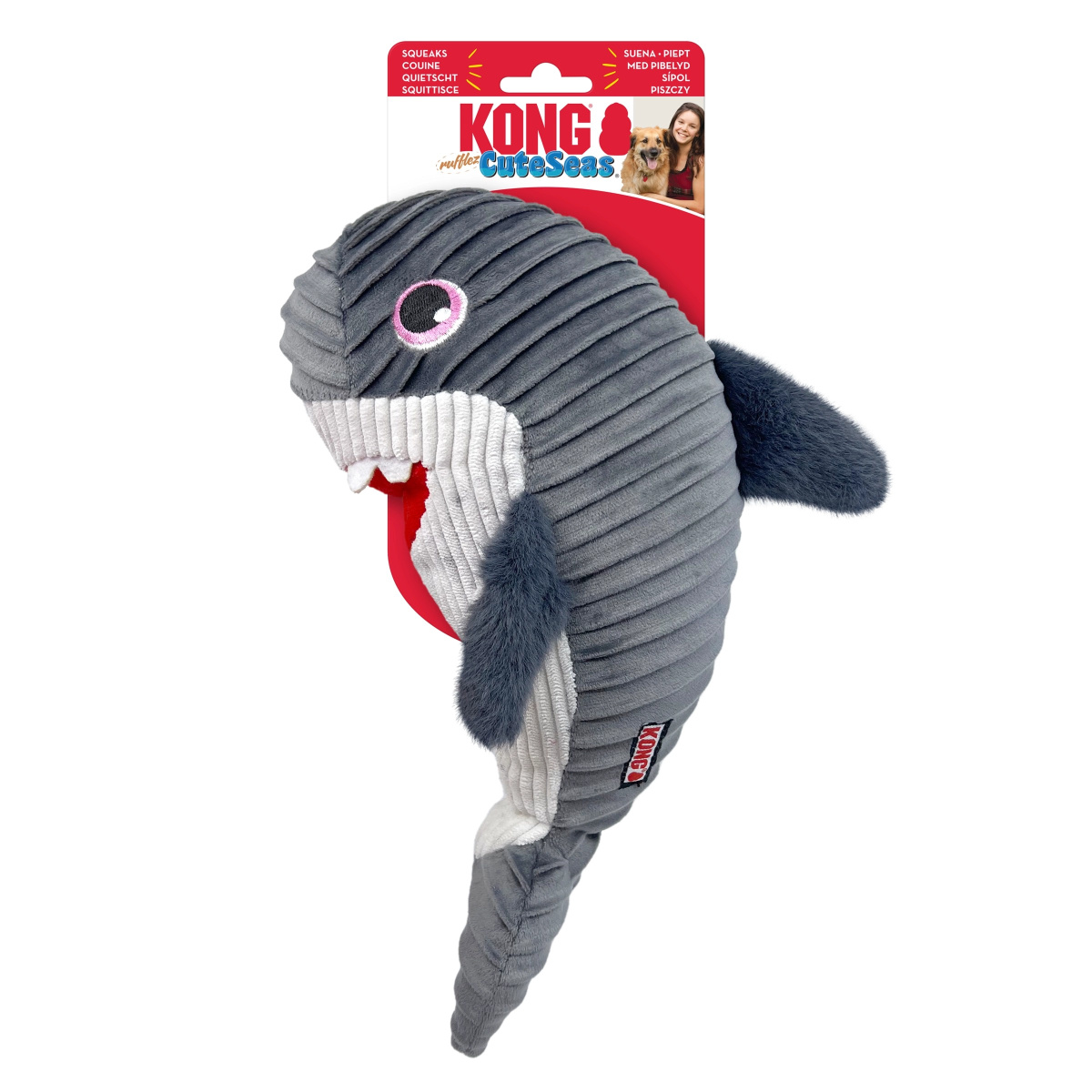 KONG CuteSeas Rufflez Shark М'яка іграшка для собак Акула з суперпищалкою