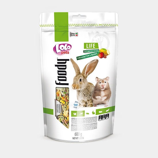 Полнорационный корм для кроликов и хомяков с фруктами LoLo Pets Foody Rabbit & Hamster Fruit