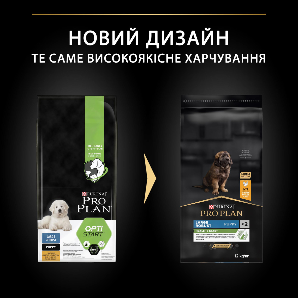 Сухий корм з куркою для здорового розвитку цуценят великих порід Purina Pro Plan Large Robust Healthy Start Puppy Chicken