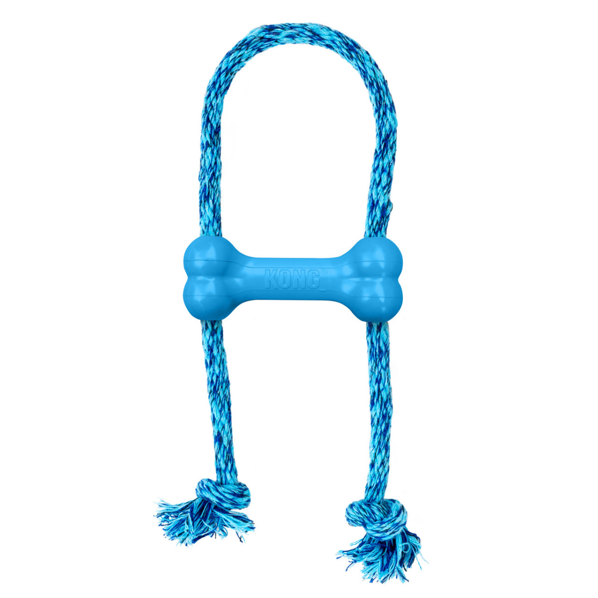 KONG Puppy Goodie Bone W/Rope Blue Жевательная игрушка для щенков Голубая Косточка с канатом