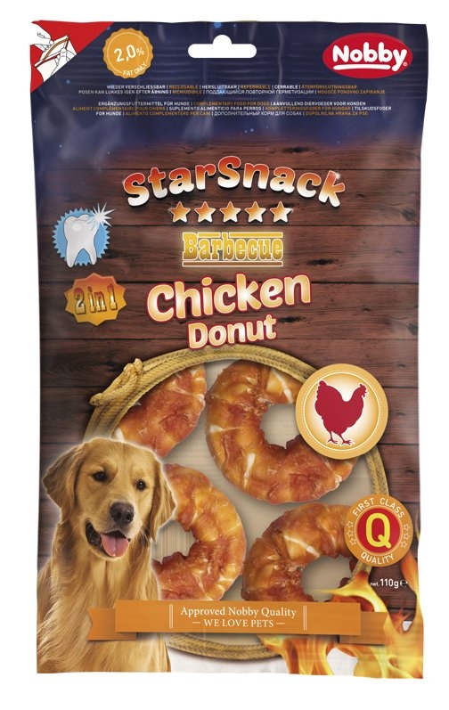 Ласощі для собак Жувальне Колечко з Буйвола в Курячому філі Nobby StarSnack BBQ Chicken Donut