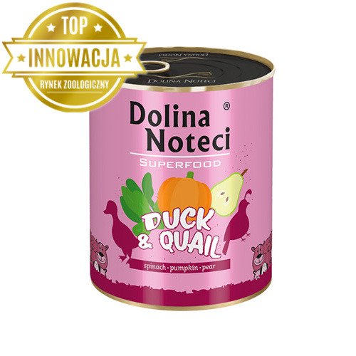 Беззернова консерва для собак з Качкою та Перепілкою Dolina Noteci Superfood Duck & Quail