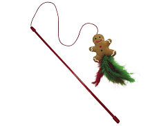 Игрушка-удочка для котов Пряничный Человечек с кошачьей мятой Christmas Catnip Rod Nobby Игрушка-удочка для котов Пряничный Человечек с кошачьей мятой Christmas Catnip Rod Nobby