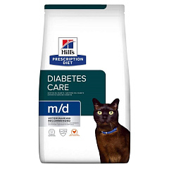 Сухий лікувальний корм з куркою для котів із цукровим діабетом Hill's Prescription Diet m/d Diabetes Care Сухий лікувальний корм з куркою для котів із цукровим діабетом Hill's Prescription Diet m/d Diabetes Care